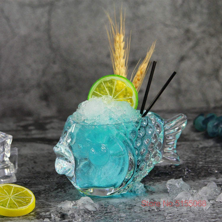 Creative 3D Transparent Fish Shape Bar Cocktail Glass