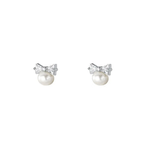 Pearl Bow Sweet Stud Earrings